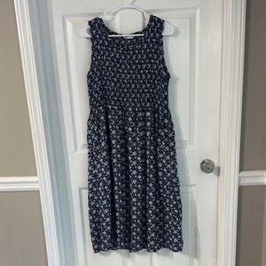 Croft & Barrow Navy Blue Floral Casual Dress